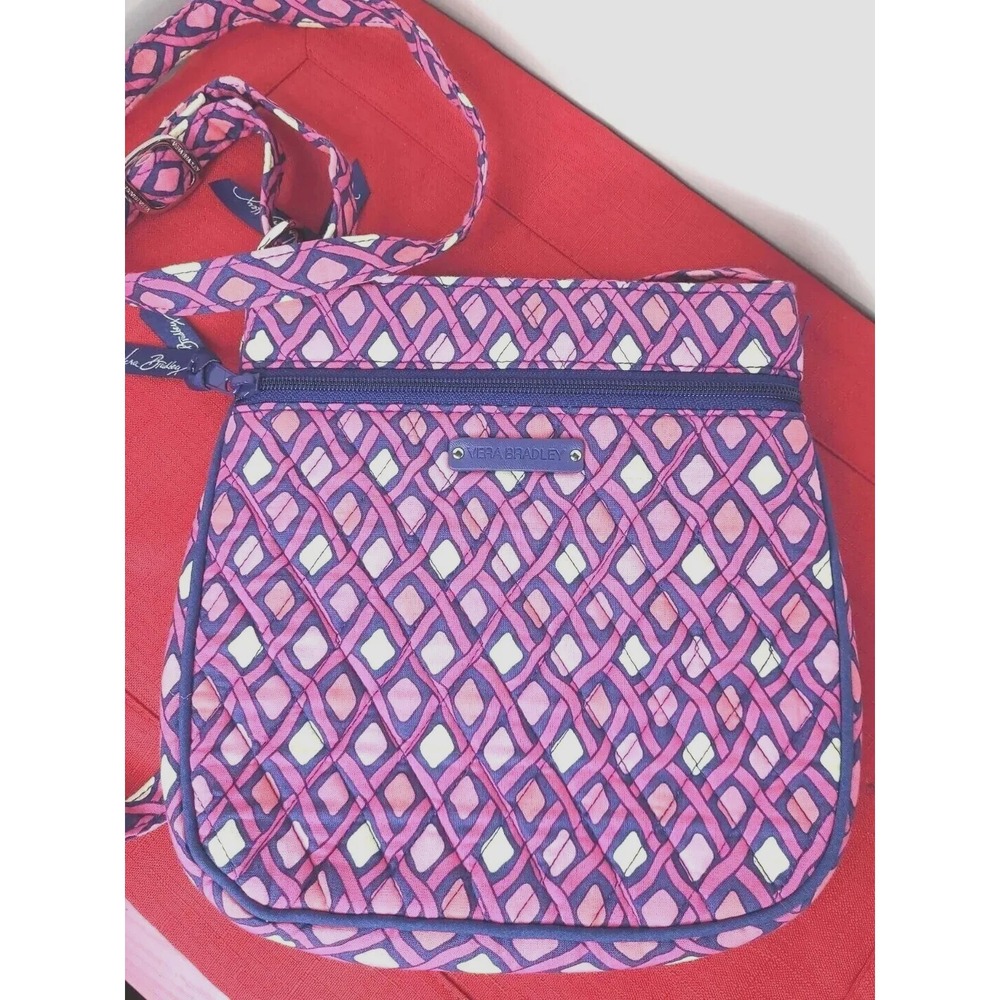 Vera Bradley Hipster Katalina Pink Diamonds Adjustable Crossbody Bag Purse Quilt